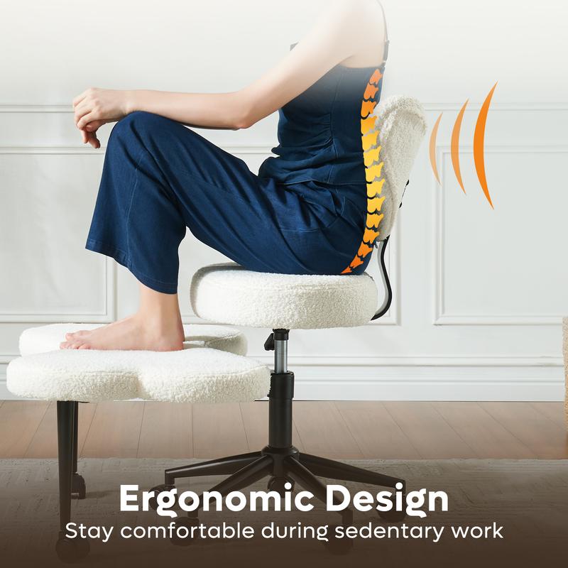 Ergonomic Cross-Legged Chair – Adjustable Height, Teddy Fabric, Back Support, Versatile for Home & Office