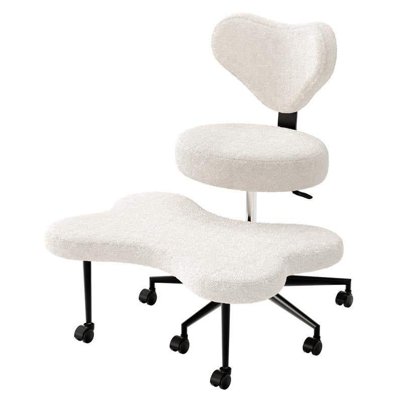 Ergonomic Cross-Legged Chair – Adjustable Height, Teddy Fabric, Back Support, Versatile for Home & Office