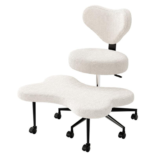 Ergonomic Cross-Legged Chair – Adjustable Height, Teddy Fabric, Back Support, Versatile for Home & Office